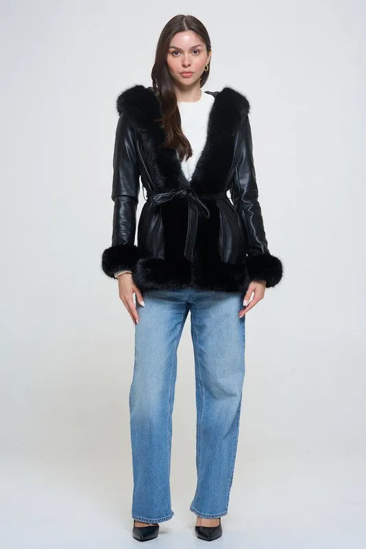 PREMIUM Butter Soft Faux Leather & Fur Coat