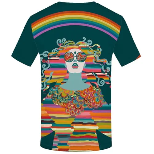 Psychedelic T-shirt Men Rainbow T-shirts Graphic Art Tshirts Casual Short Sleeve