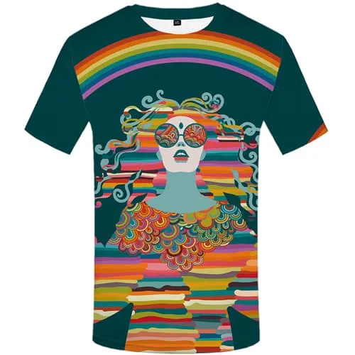 Psychedelic T-shirt Men Rainbow T-shirts Graphic Art Tshirts Casual Short Sleeve