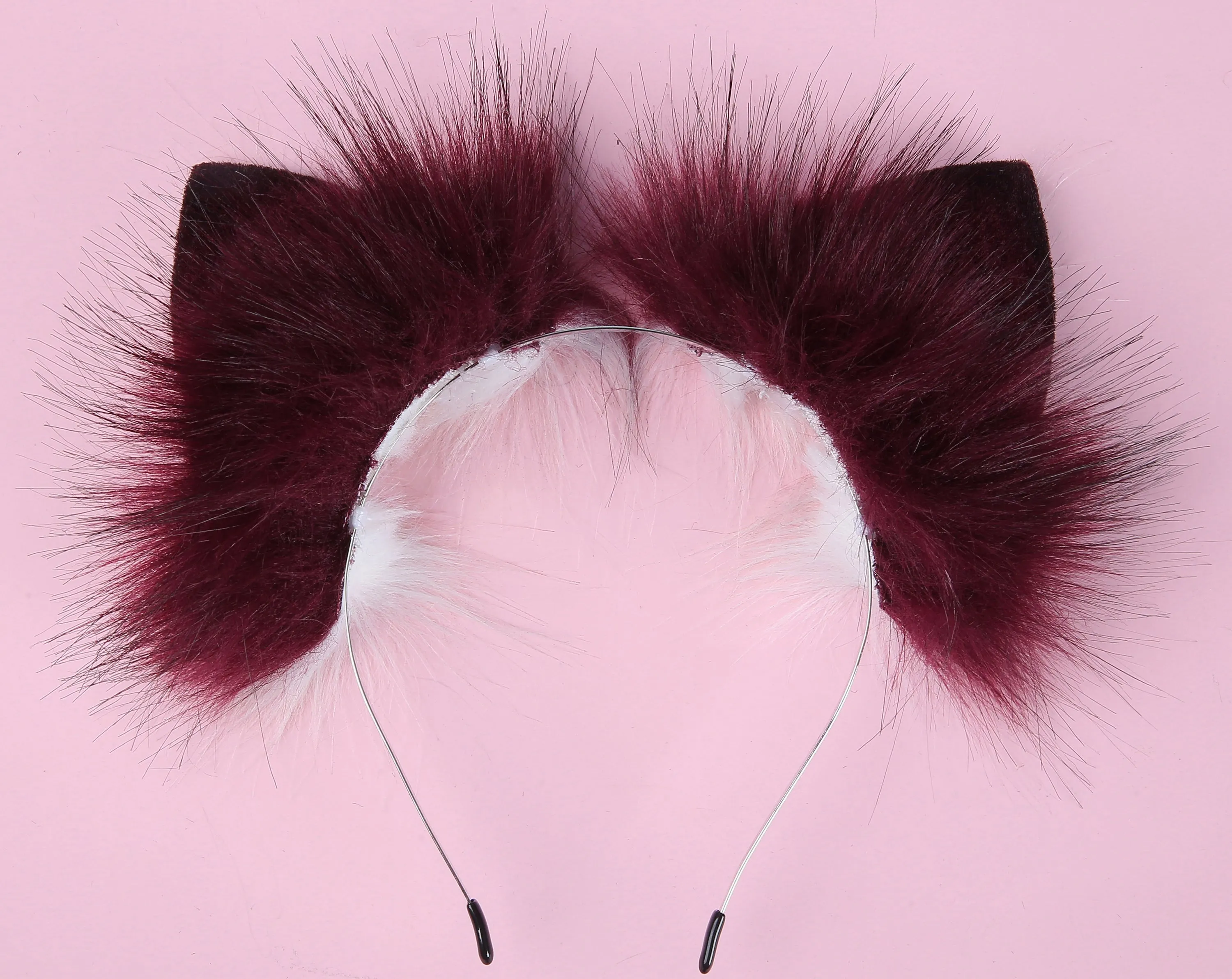 purple black tug tail plug and ear set faux fur fox tail butt plug wolf tail buttplug ddlg sex toy bdsm cat tail plug bondage petplay
