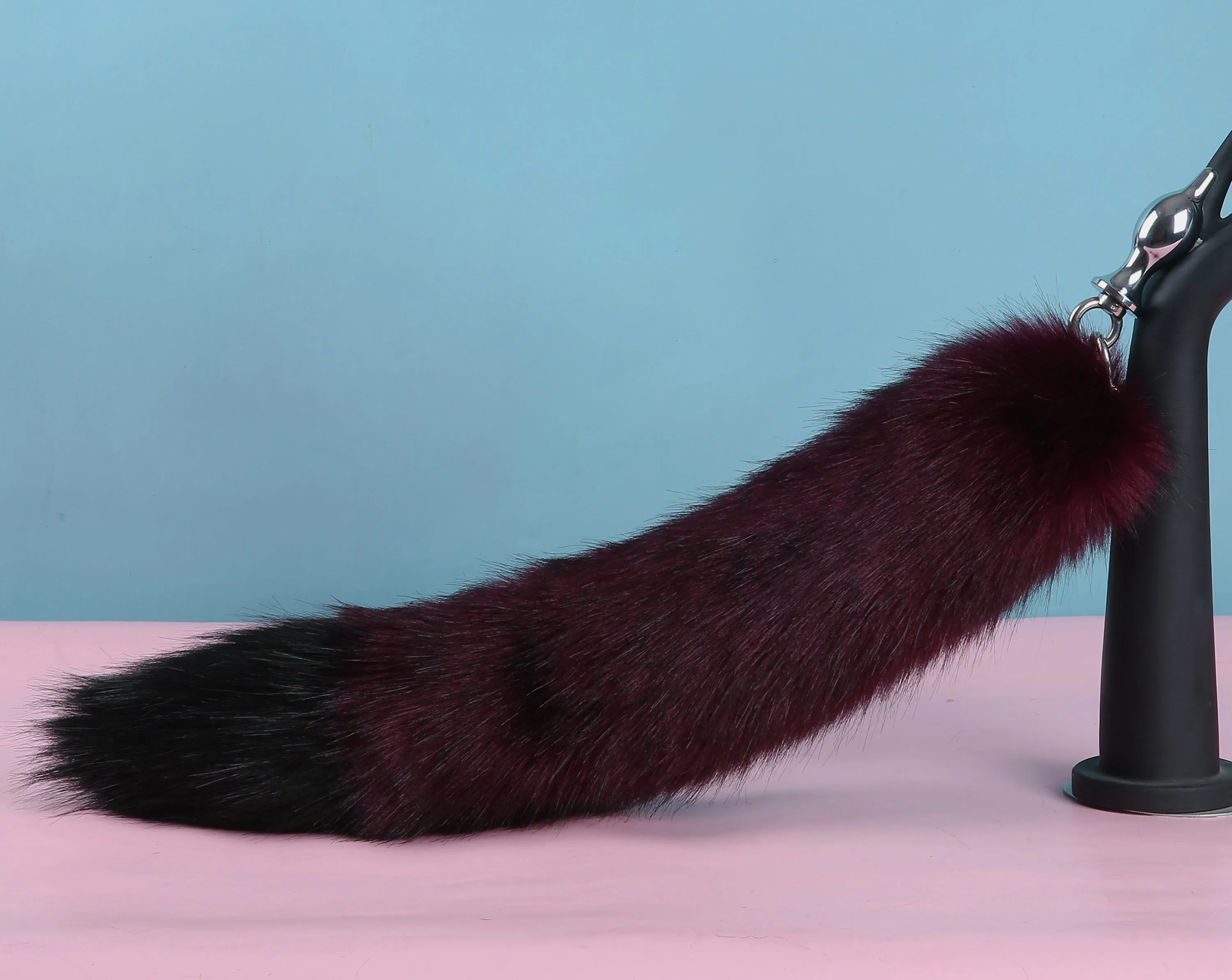 purple black tug tail plug and ear set faux fur fox tail butt plug wolf tail buttplug ddlg sex toy bdsm cat tail plug bondage petplay