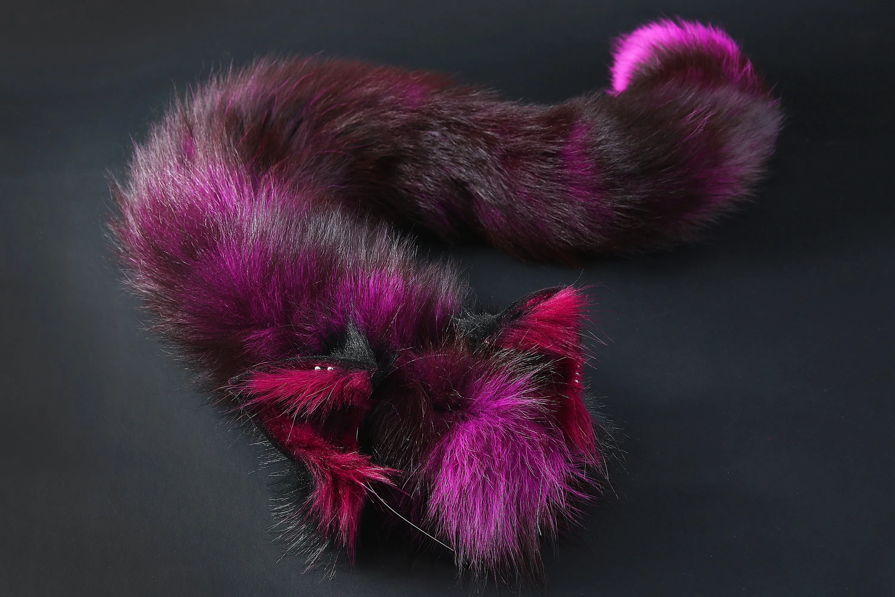 Purple fox tail plug and ear set - fox ear and tail buttplug - wolf tail butt plug - anal plug tail cat ear anime cosplay -mature