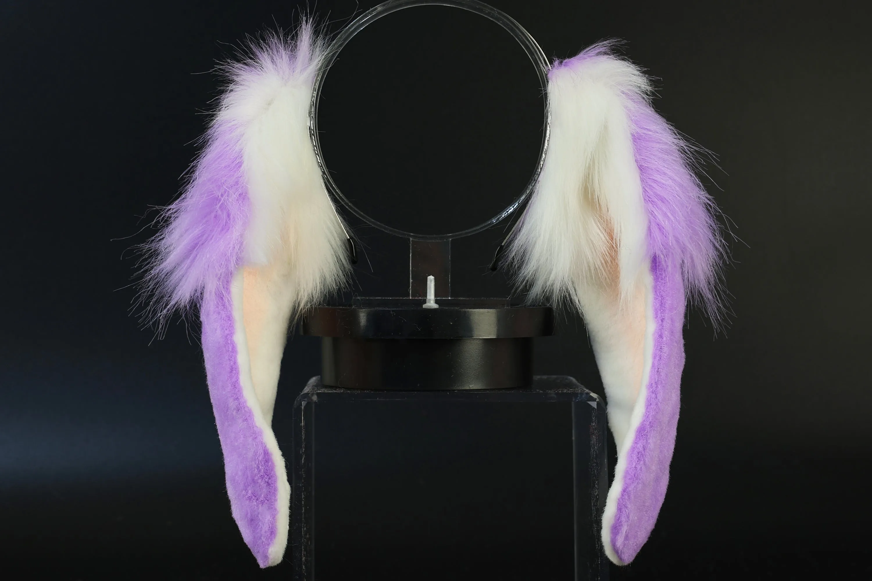 Purple white soft lop bunny ear and tail cosplay realistic faux fur long floppy bunny ears headband rabbit ears tail set bunny kemonomimi