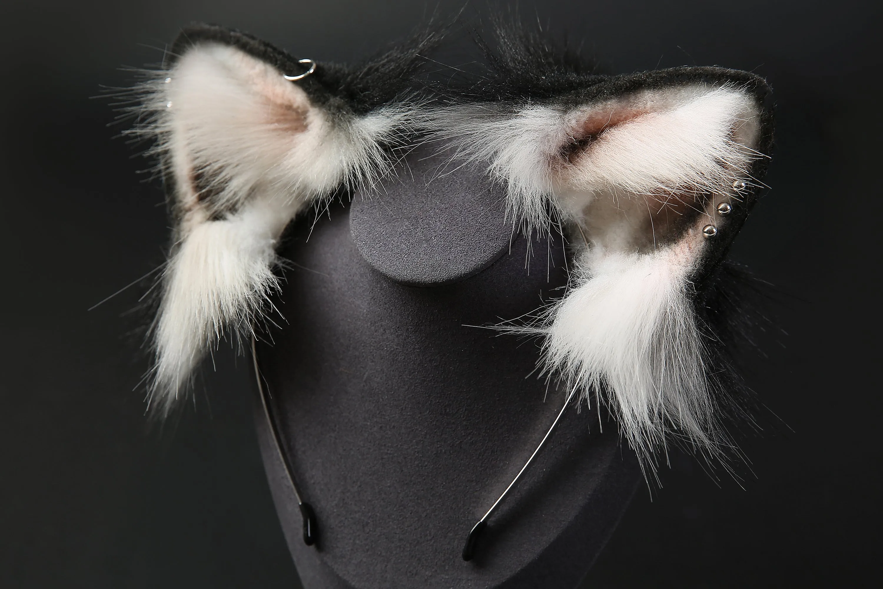 Realistic Black Kitten Ear and Tail set Black Kitten Ears and Tail Cat Ear Headband Animal Ear and Tail Plug Set Christmas Gift Mature