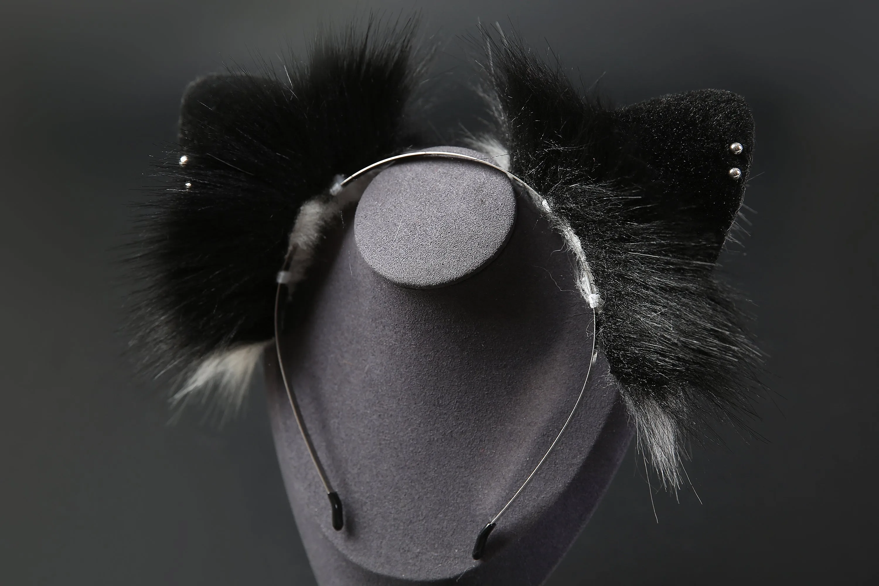 Realistic Black Kitten Ear and Tail set Black Kitten Ears and Tail Cat Ear Headband Animal Ear and Tail Plug Set Christmas Gift Mature