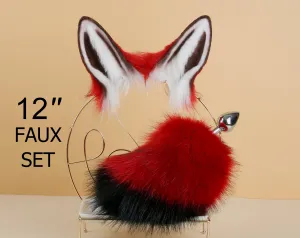 red black bunny tail plug and ear set rabbit tail butt plug and ear neko cosplay anime sextoy bunny ear and tail buttplug petplay