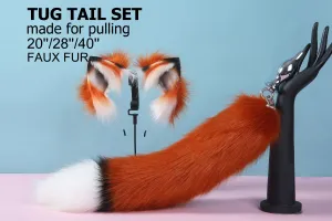 red fox ear and tail plug set faux fur tug tail butt plug and ear wolf tail buttplug ddlg sex toy bdsm cat tail plug bondage petplay mature