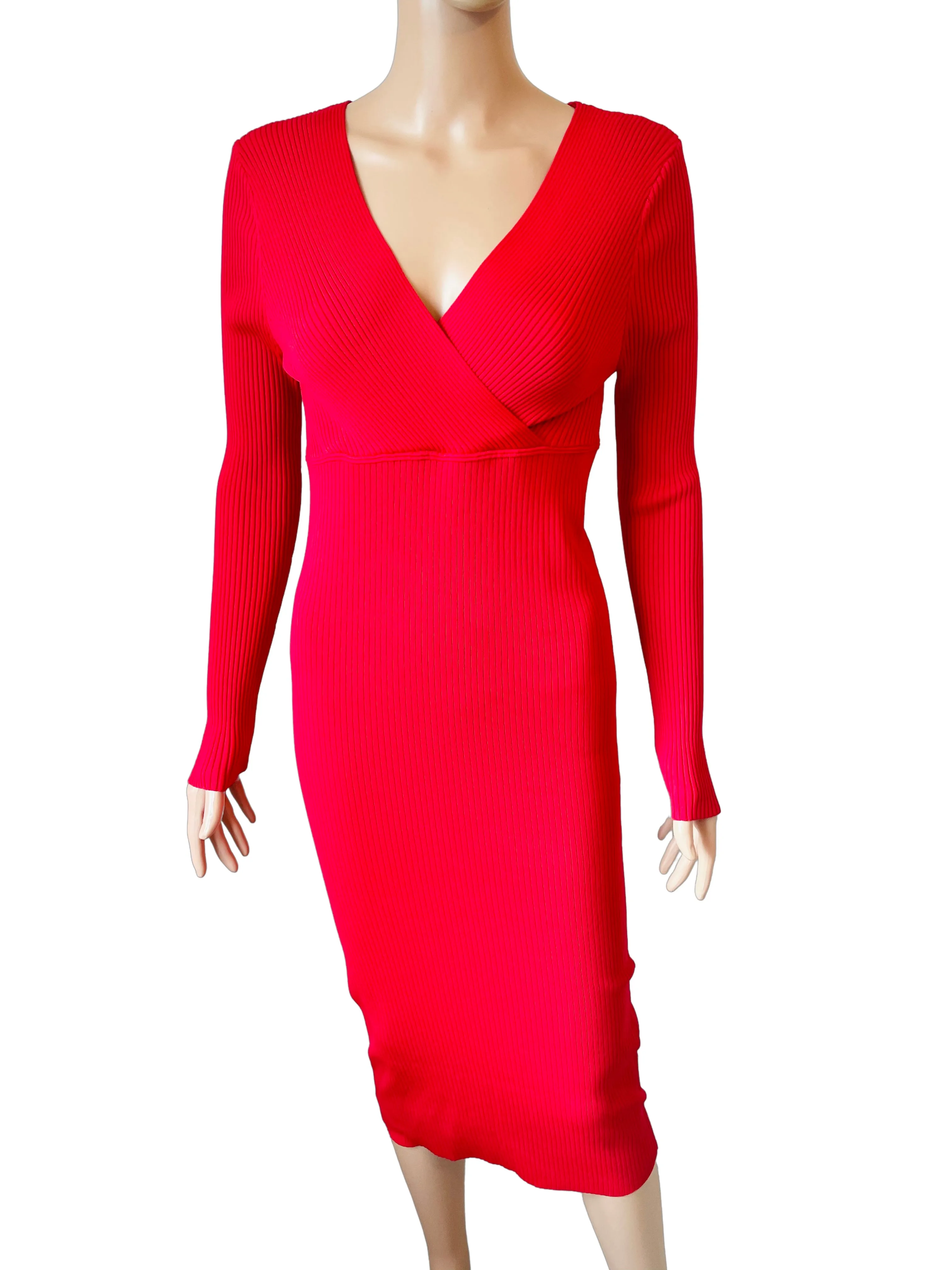 Red Midi Body Con Jumper Dress