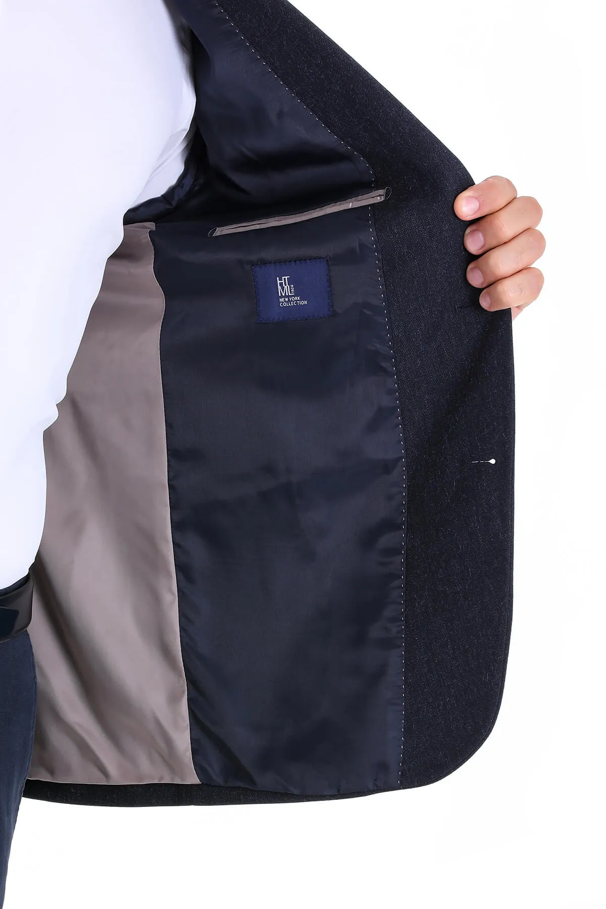 Regular Fit Navy Notch Lapel Casual Blazer