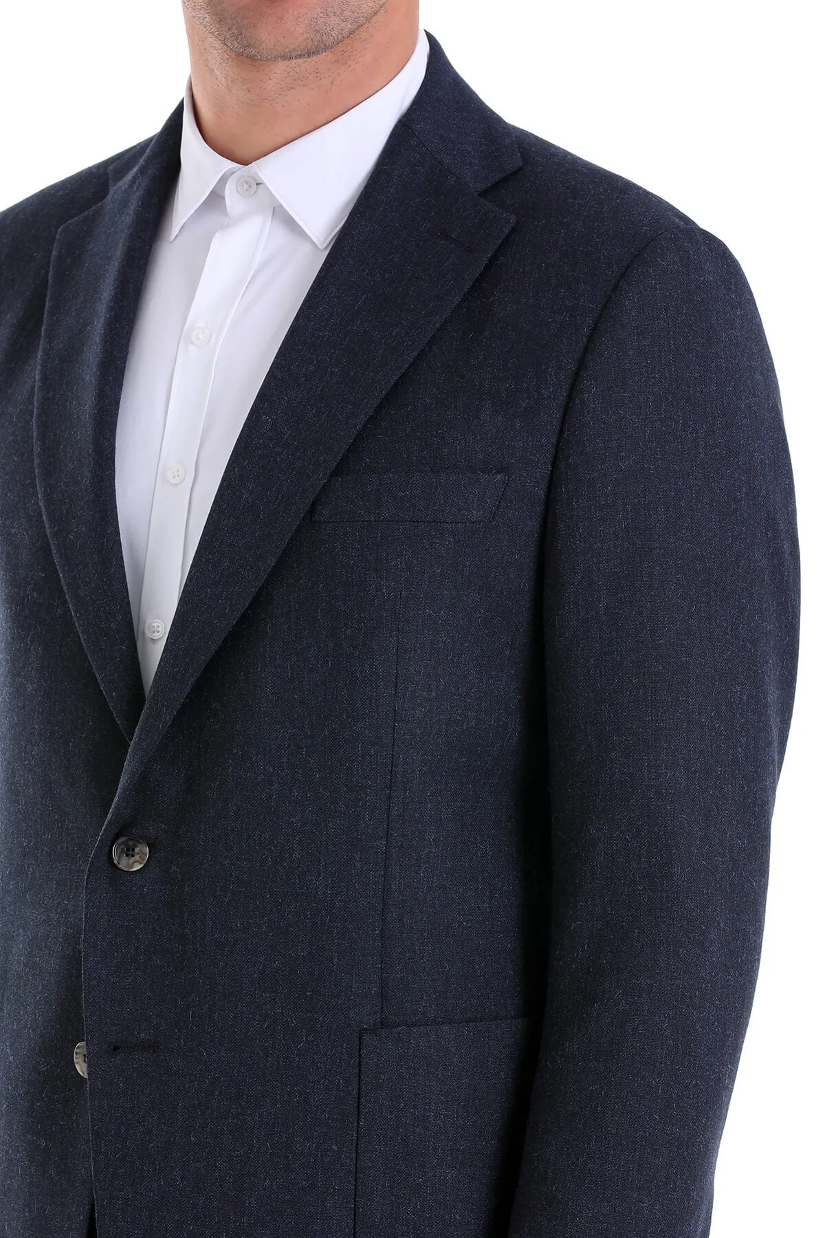 Regular Fit Navy Notch Lapel Casual Blazer