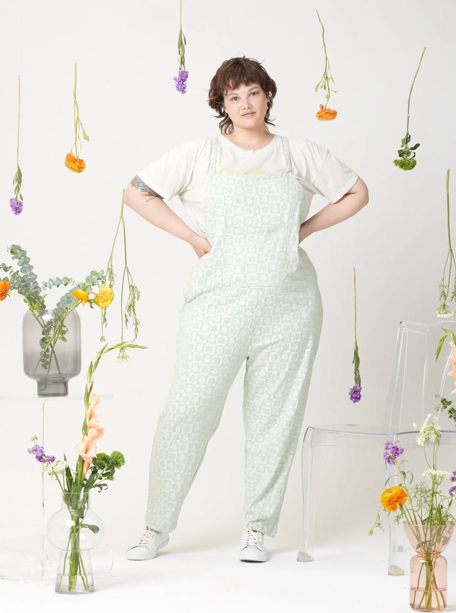 Rhythm Adjustable Overall - Mint Floral