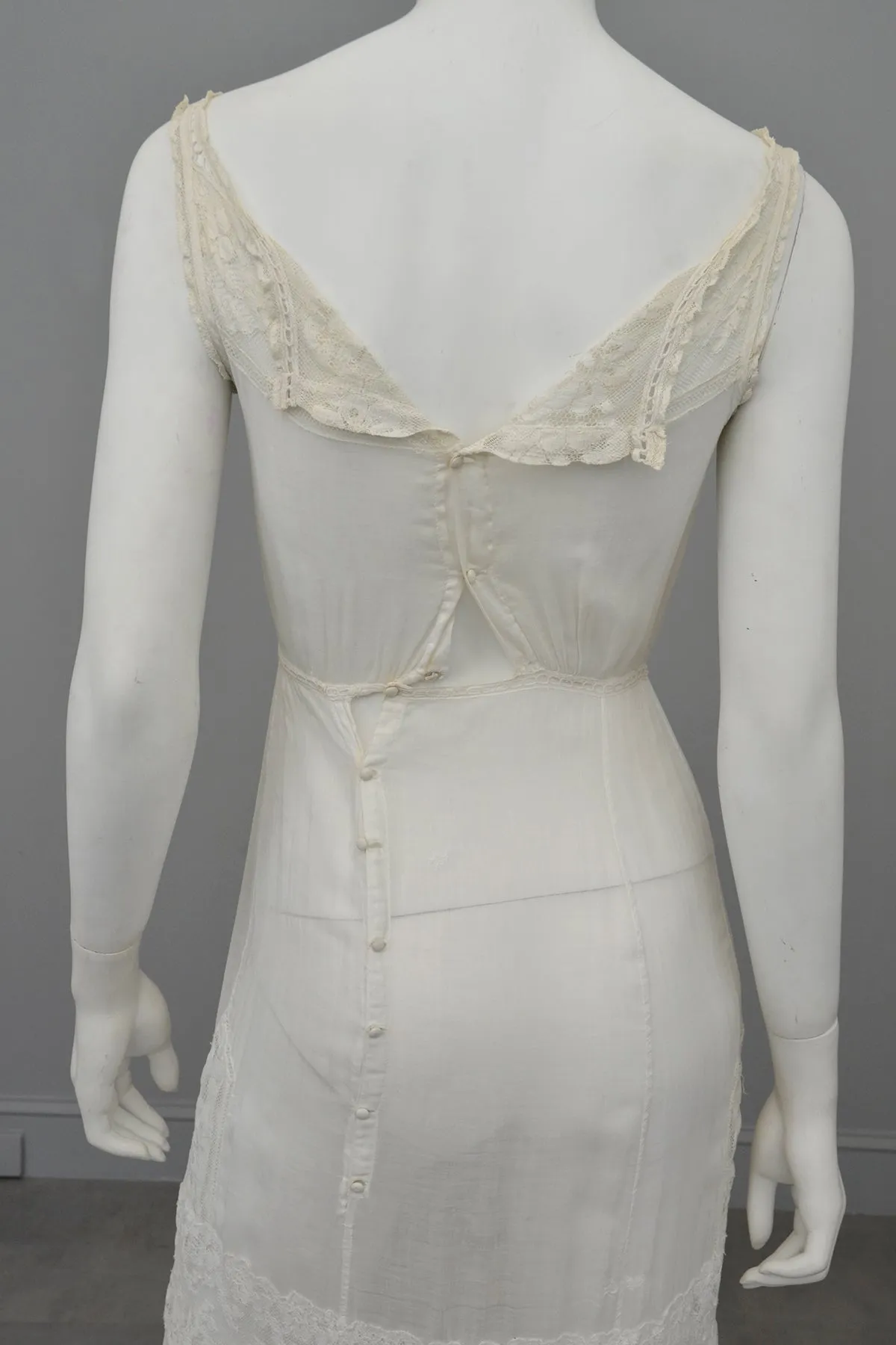 Romantic White Edwardian Lace Netting Delicate Slip Dress