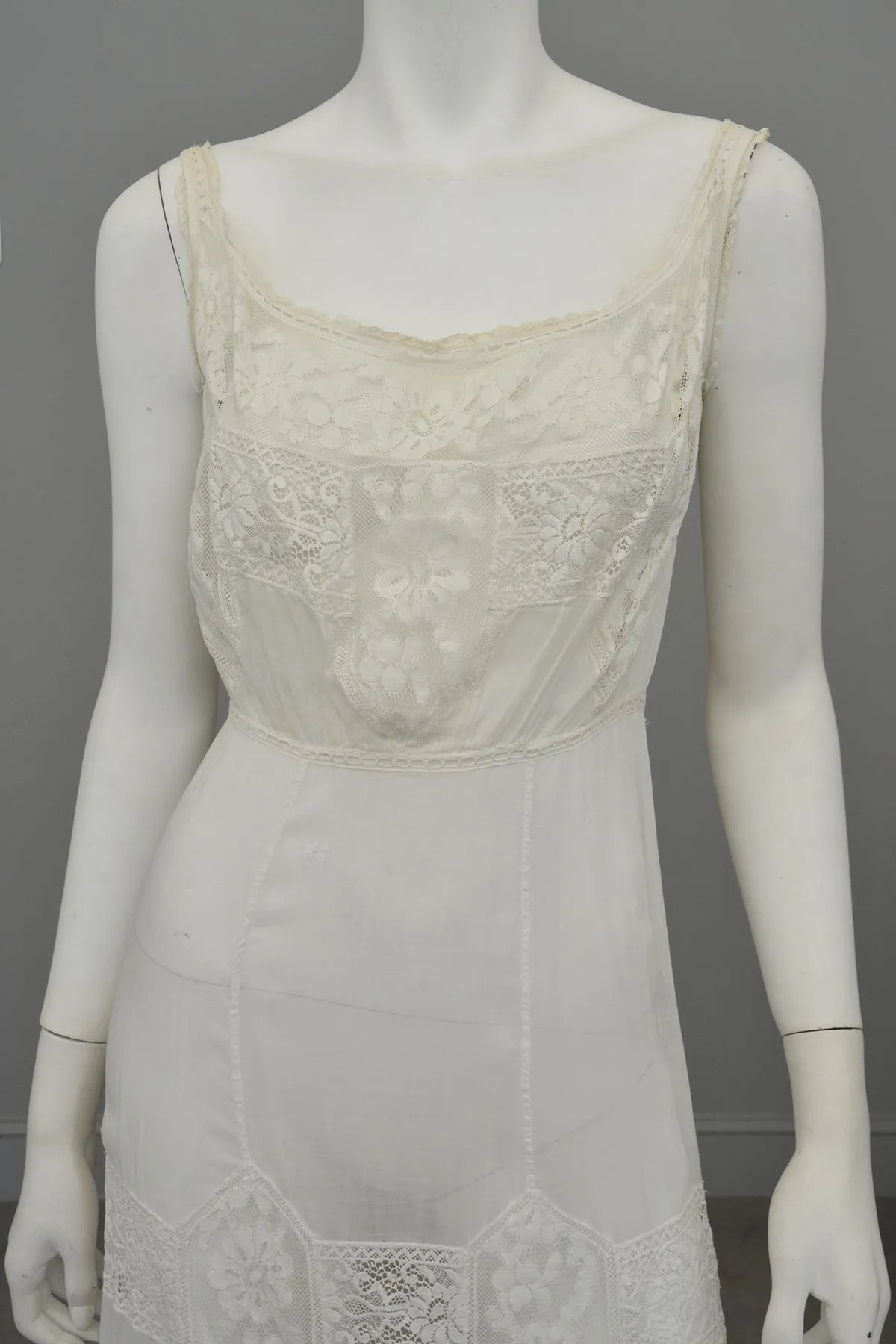 Romantic White Edwardian Lace Netting Delicate Slip Dress