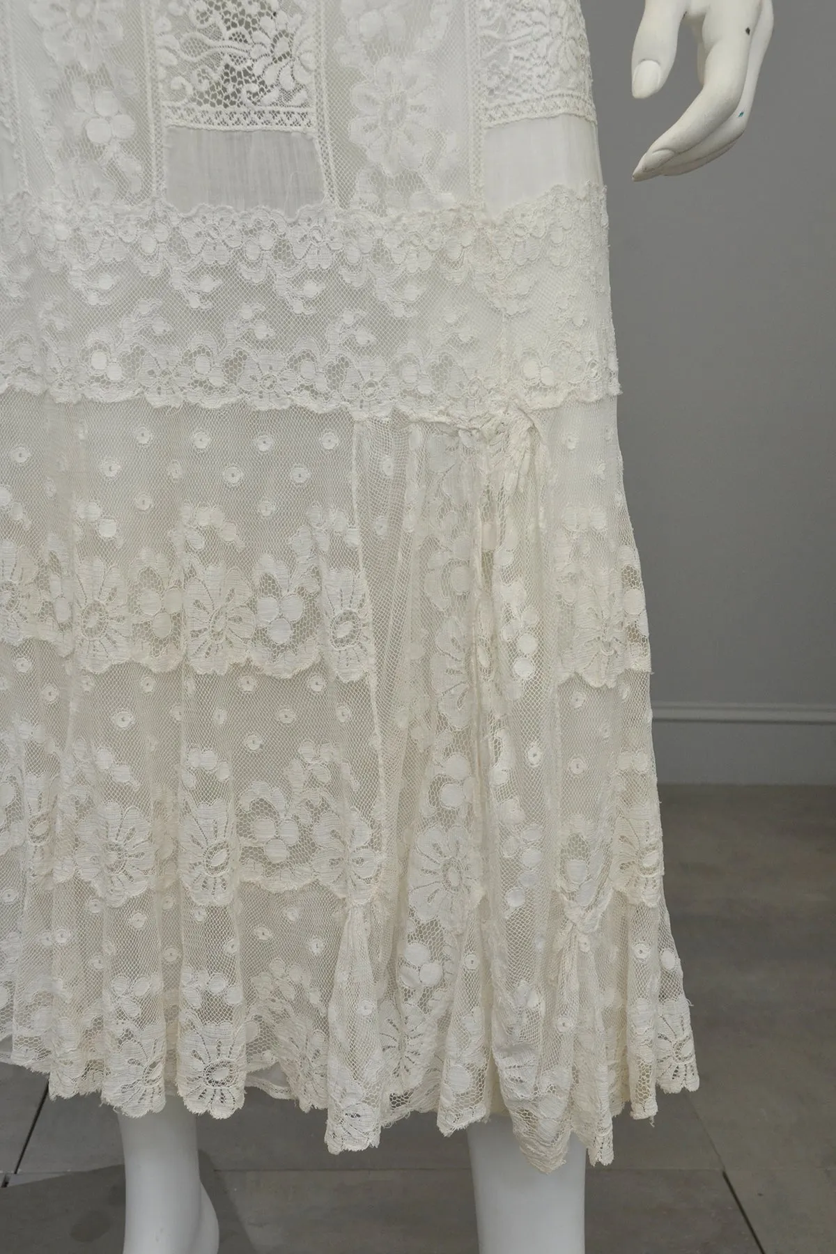 Romantic White Edwardian Lace Netting Delicate Slip Dress