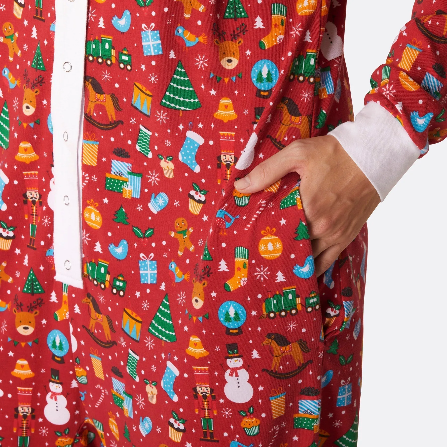 Roter Weihnachtstraum Overall Weihnachtspyjama Damen