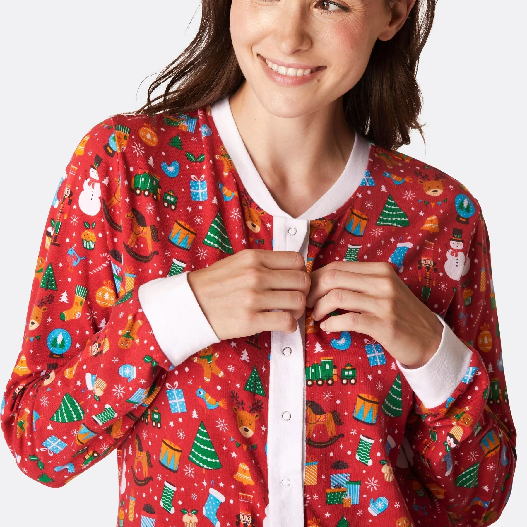 Roter Weihnachtstraum Overall Weihnachtspyjama Damen