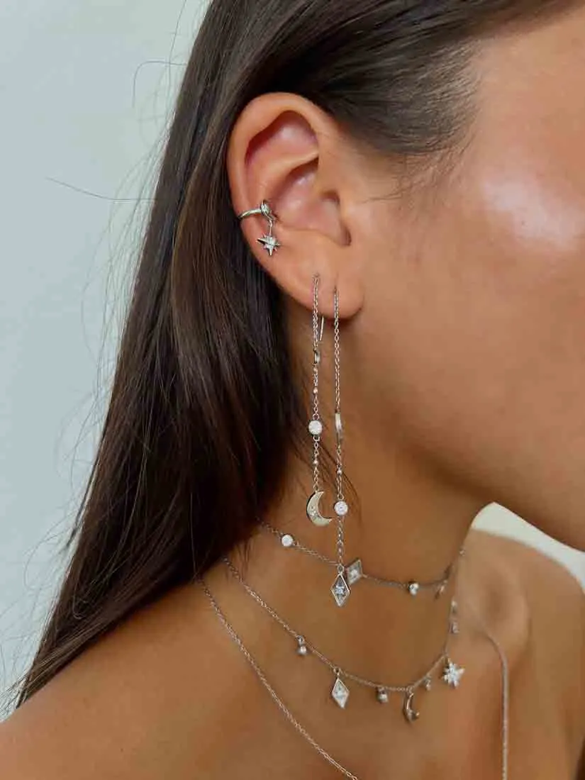 Selene Drop Ear Cuff - Whitegold