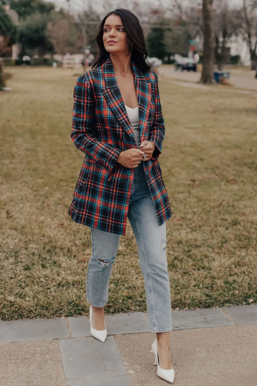Serena Plaid Belted Blazer