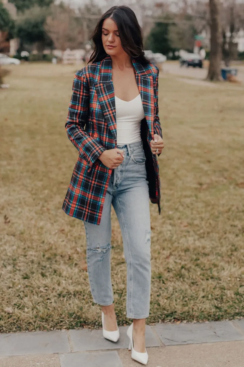 Serena Plaid Belted Blazer