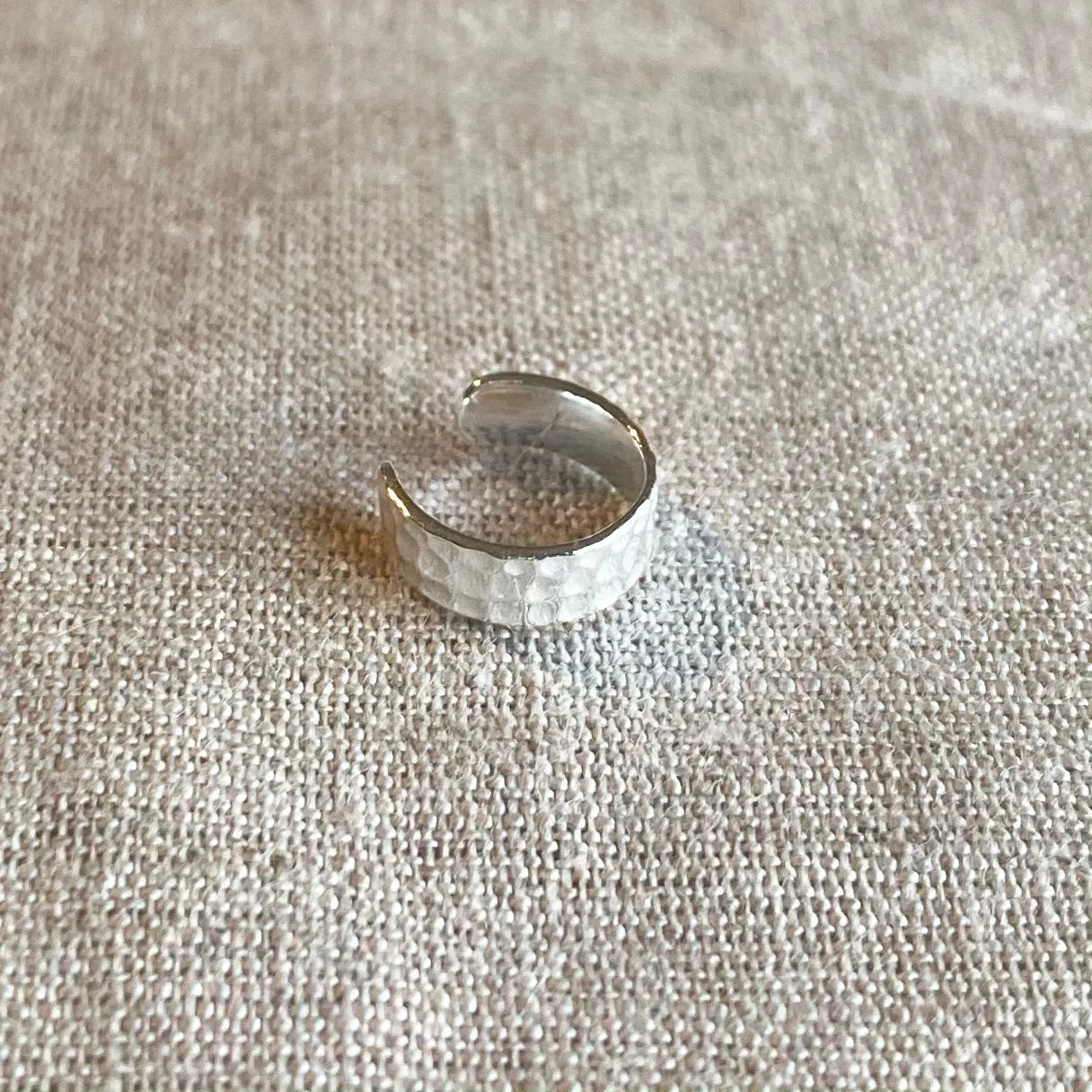 Silver Hammered Slide On Ear Cuff