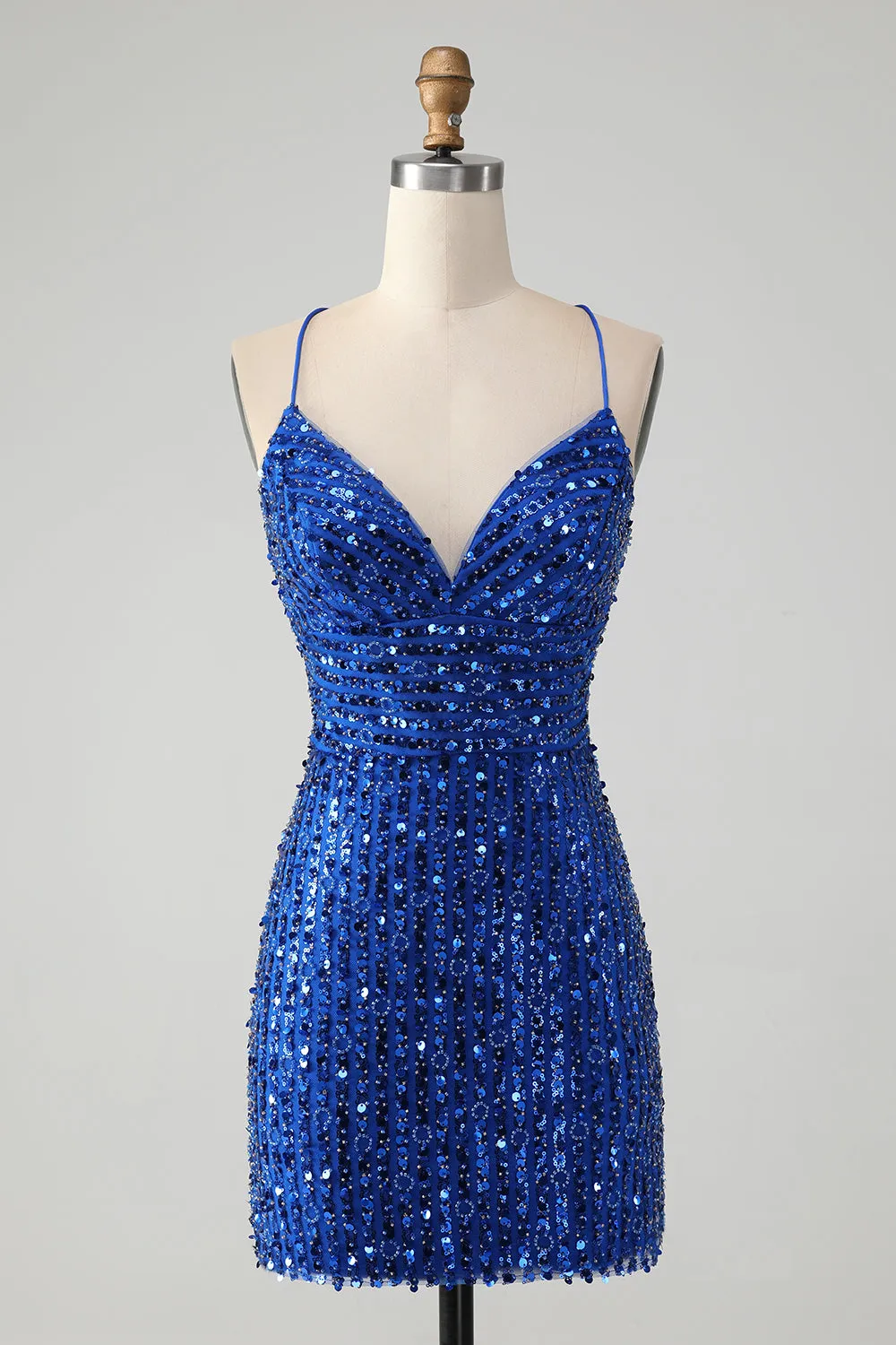 Stylish Green Sheath Criss Cross Back Short Homecoming Dress with Sequins