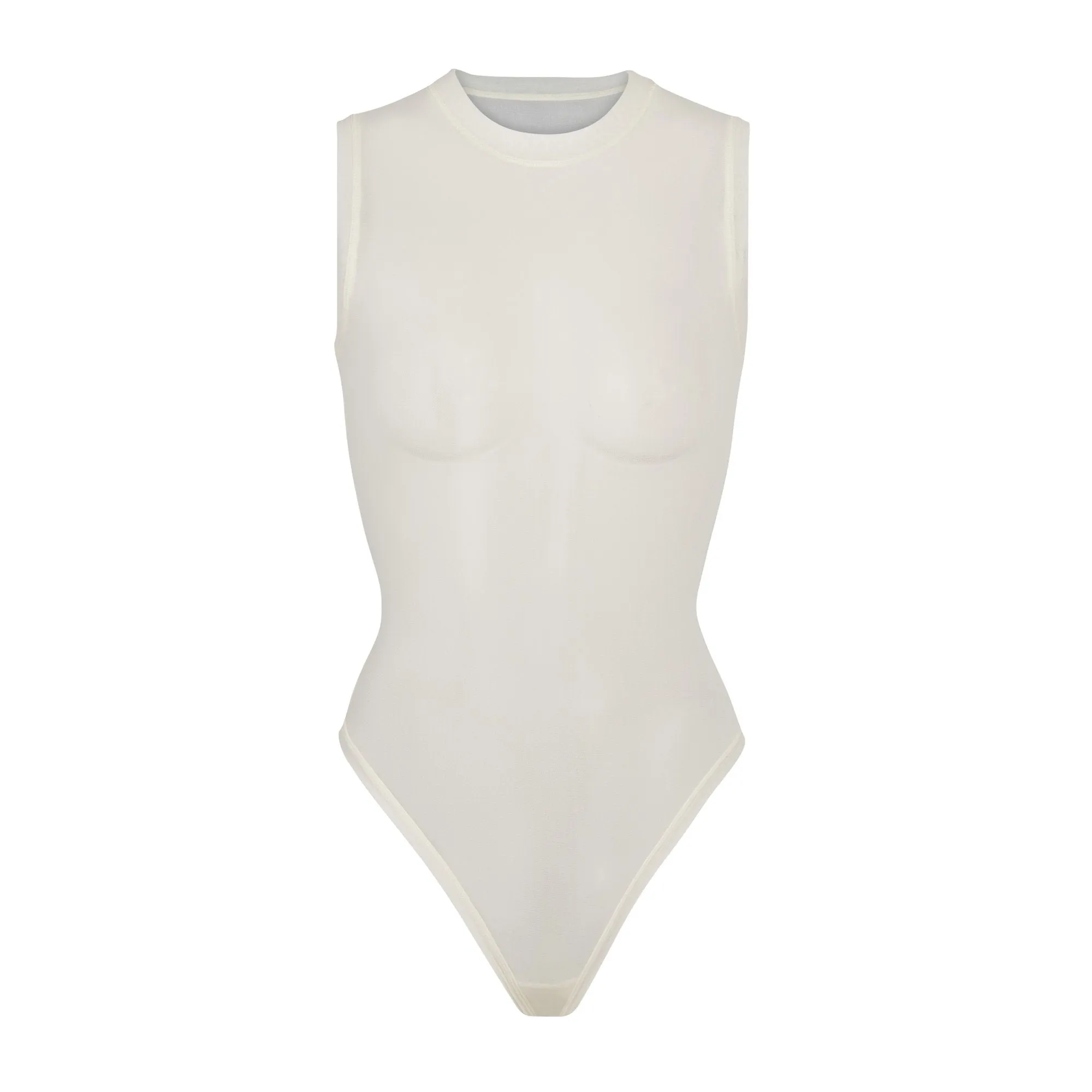 SUMMER MESH MOCK NECK BODYSUIT | BONE