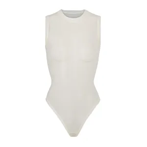 SUMMER MESH MOCK NECK BODYSUIT | BONE