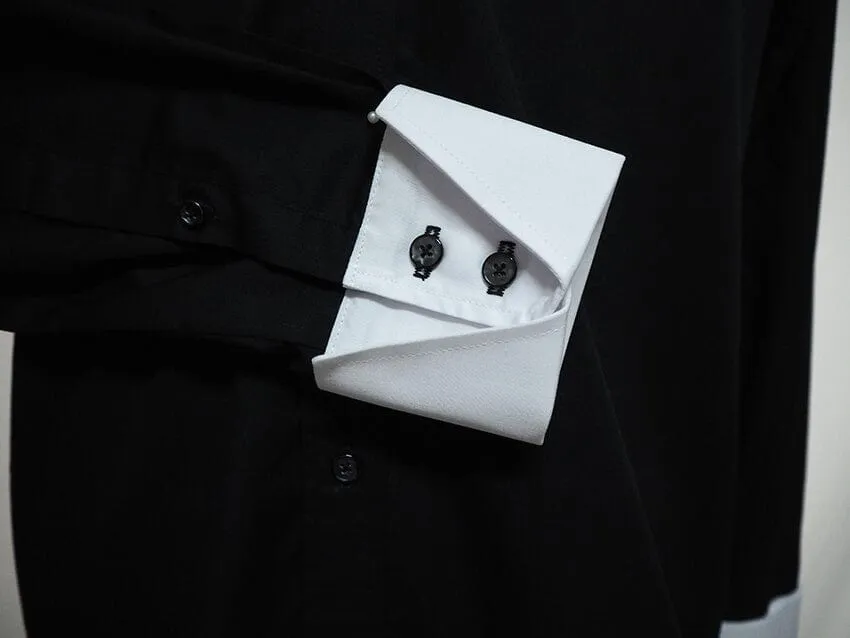 Tab Collar Shirt |  Black Wedding Shirt
