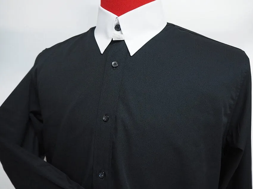 Tab Collar Shirt |  Black Wedding Shirt
