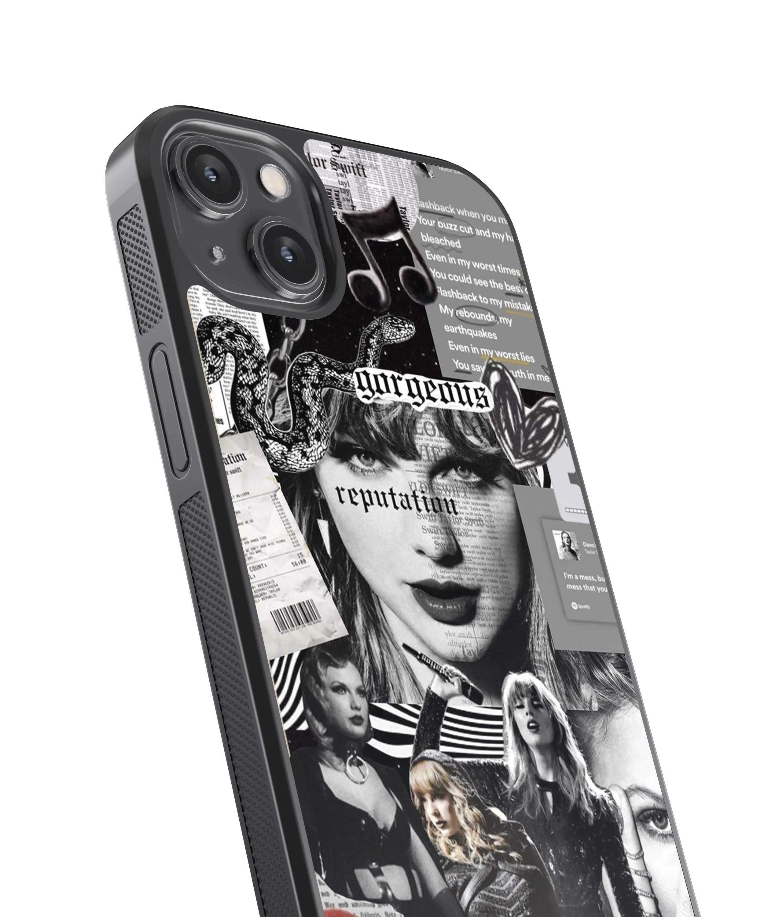 Taylor Swift Monochrome Spotify Aesthetic Glass Phone Case