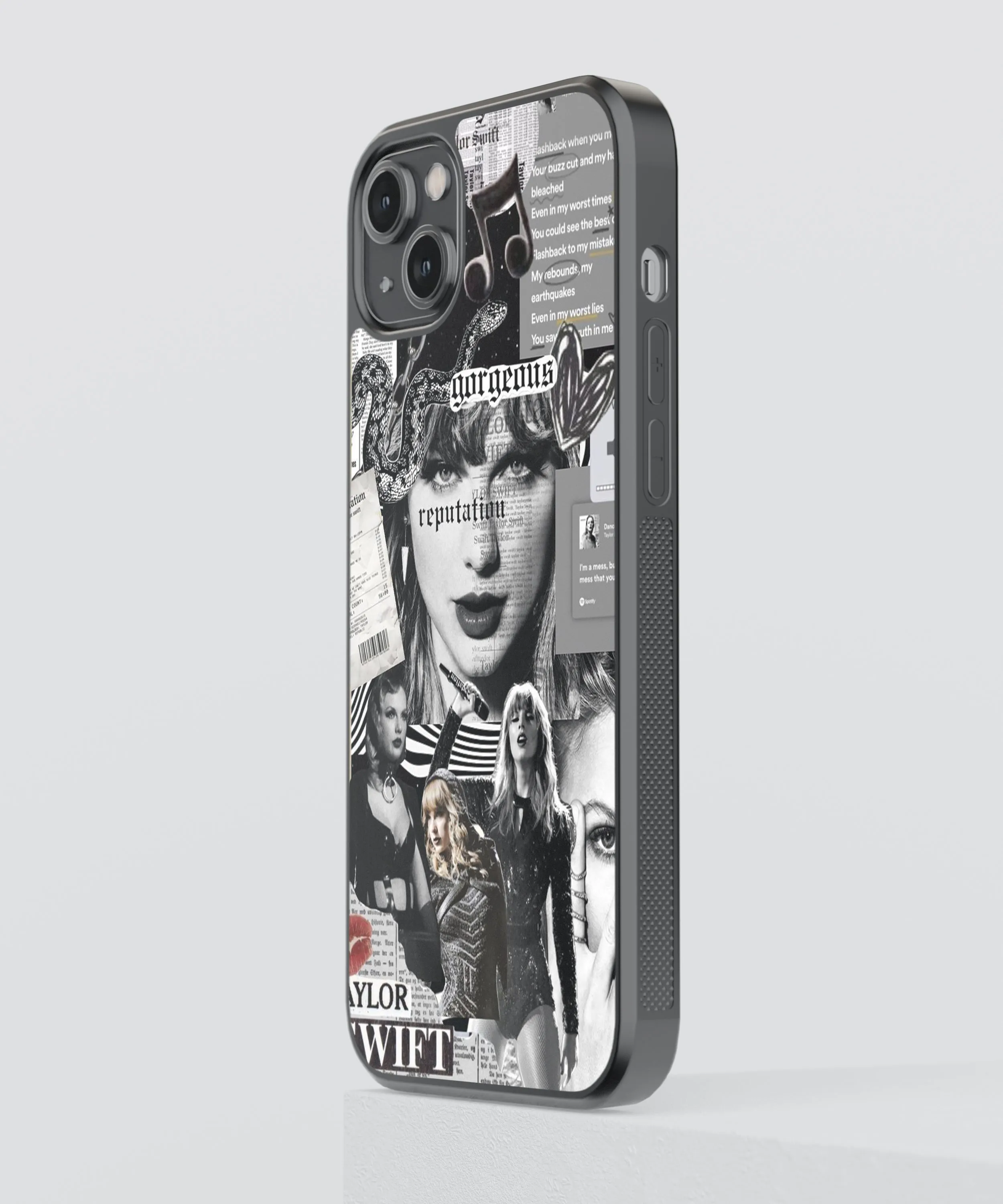 Taylor Swift Monochrome Spotify Aesthetic Glass Phone Case