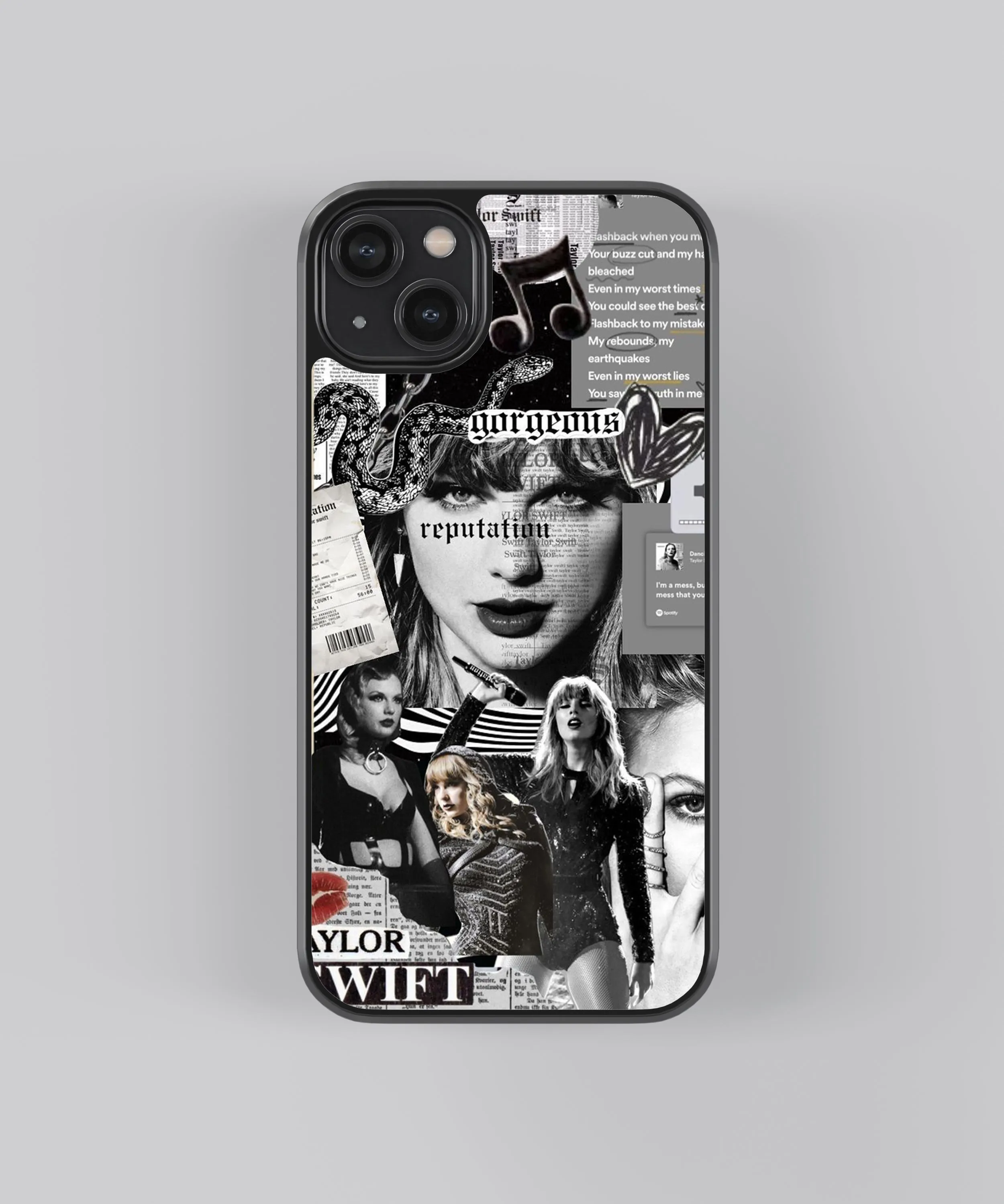 Taylor Swift Monochrome Spotify Aesthetic Glass Phone Case