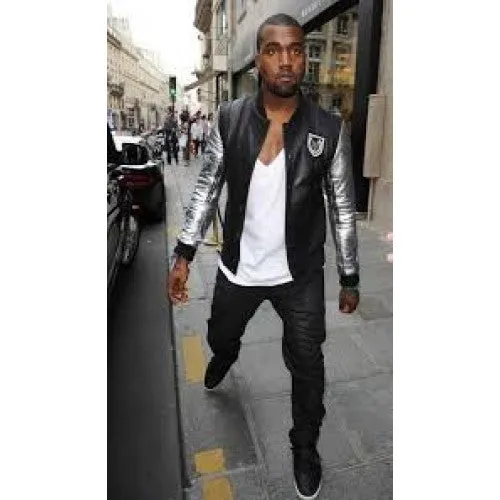 Teddy Bomber Silver Sleeves Jacket