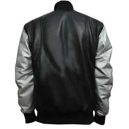 Teddy Bomber Silver Sleeves Jacket