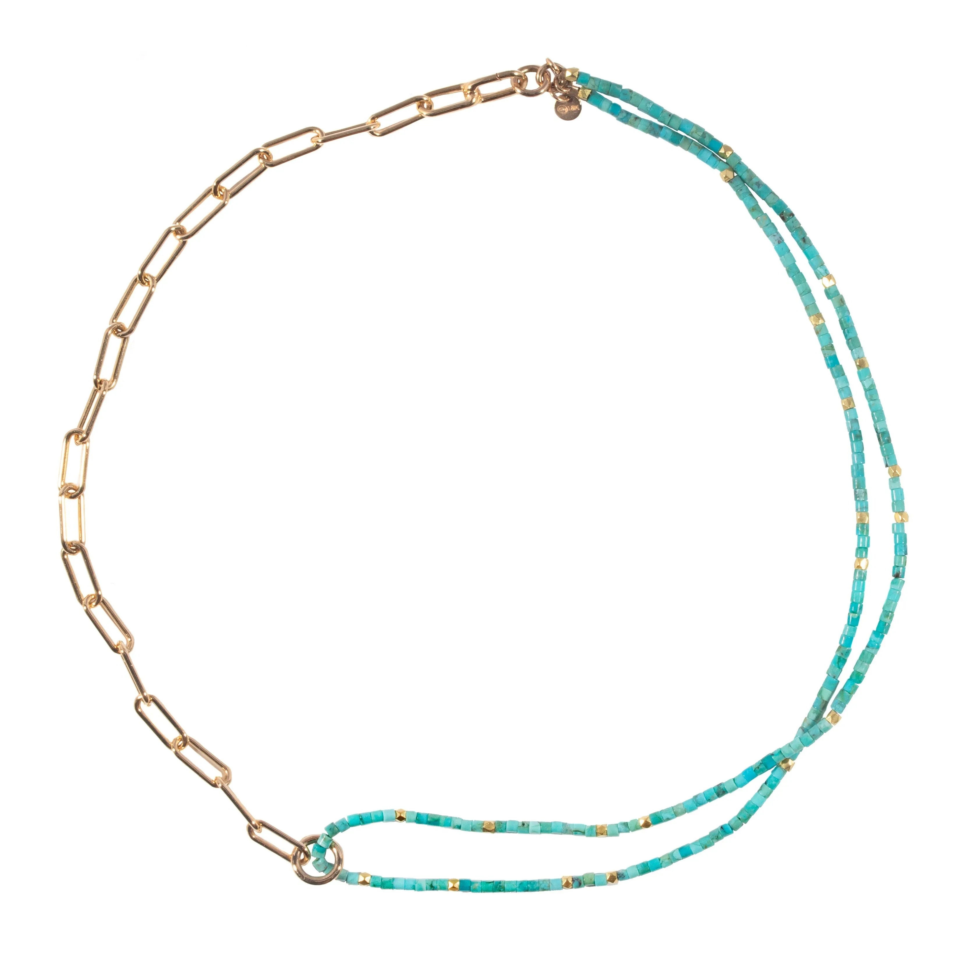 Turquoise & High Karat Gold Chain Necklace