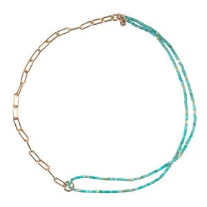 Turquoise & High Karat Gold Chain Necklace