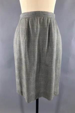 Vintage Plaid Silk Pencil Skirt
