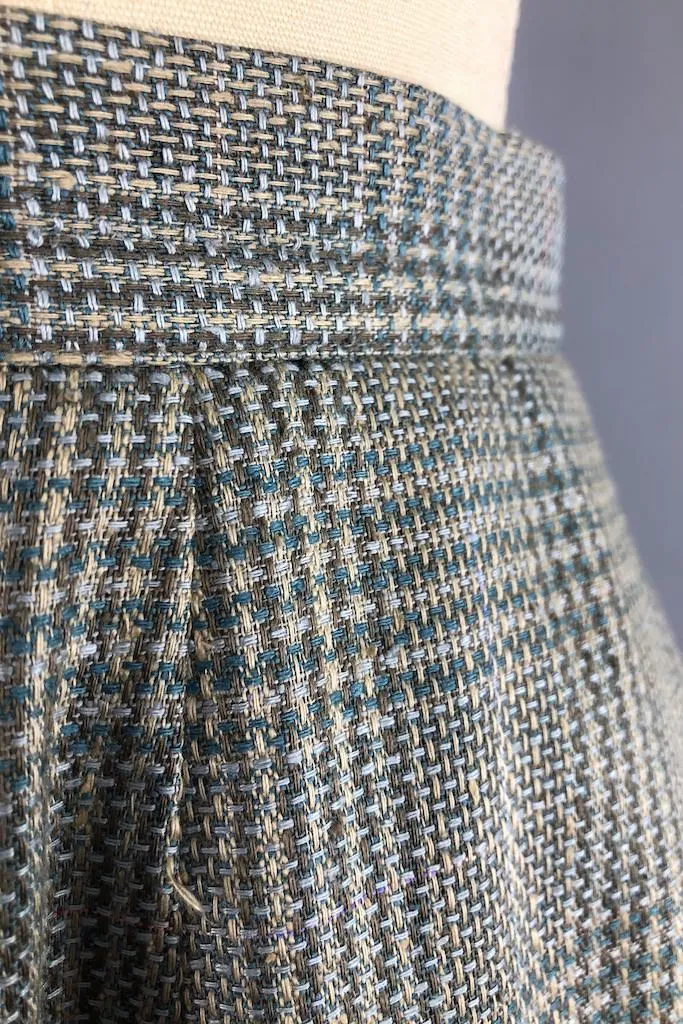 Vintage Plaid Silk Pencil Skirt