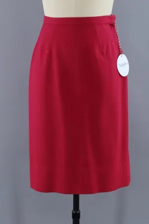Vintage Red Wool Pencil Skirt