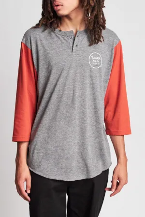 Wheeler 3/4 Sleeve Henley - Heather Grey/Henna