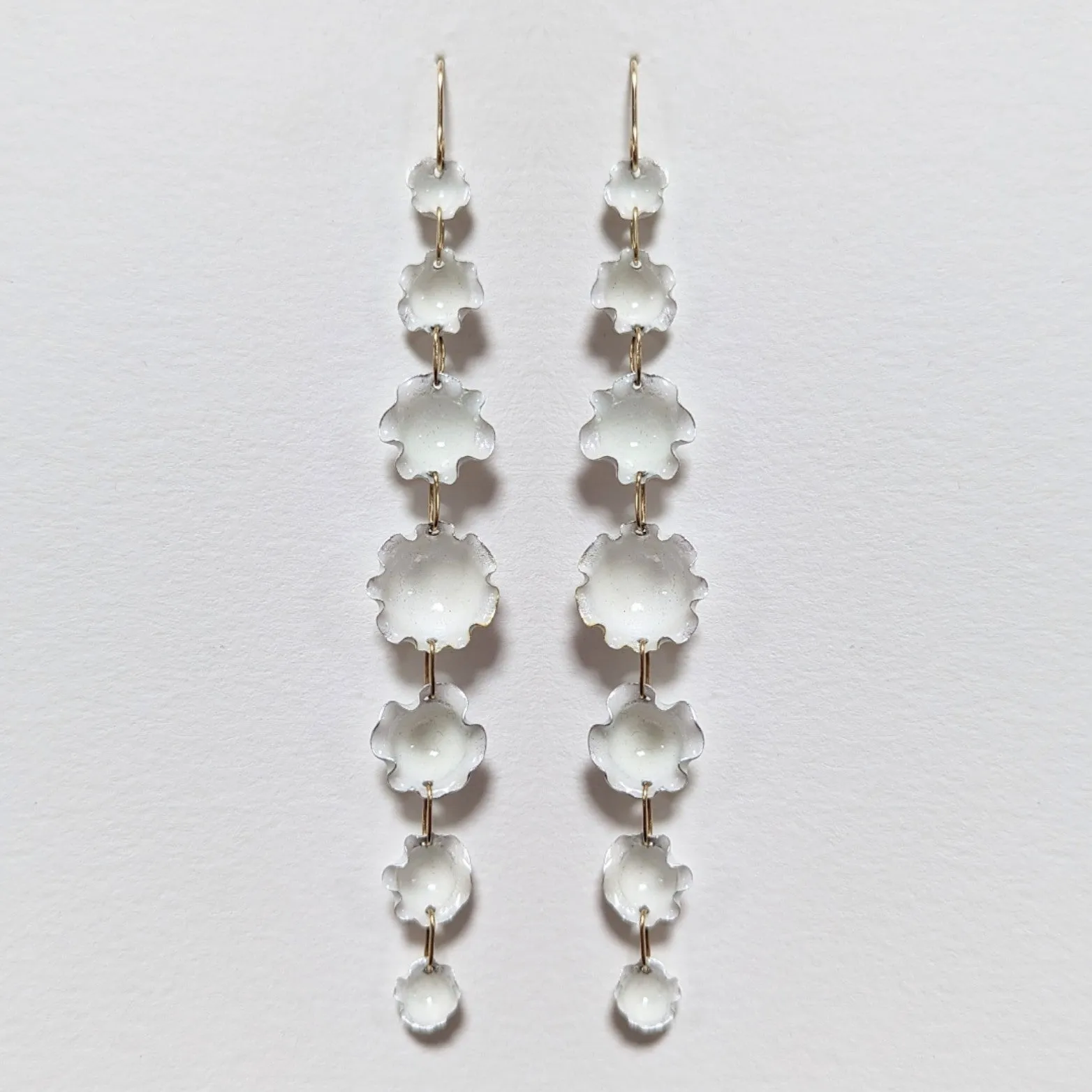 White Flower Drop Earrings