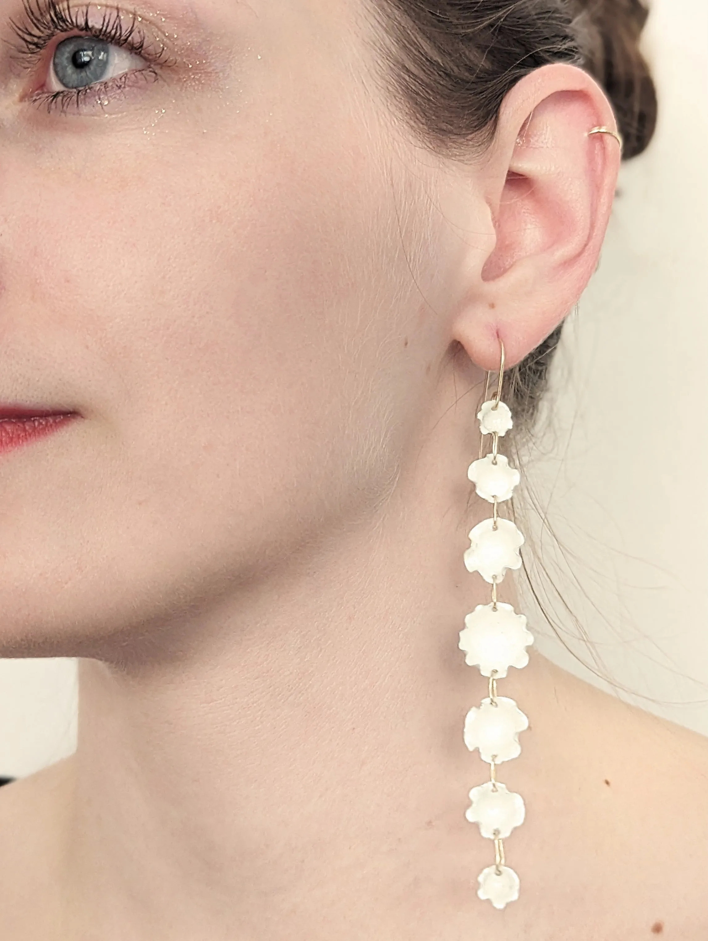 White Flower Drop Earrings
