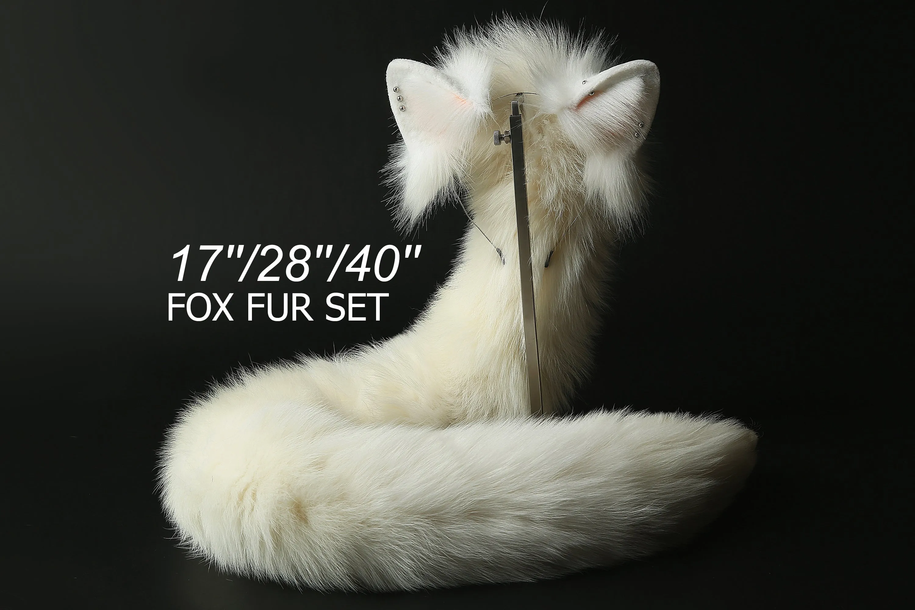 White fox tail plug and ear set - fox ear and tail buttplug - wolf tail butt plug - anal plug tail cat ear anime cosplay - Christmas gift -mature