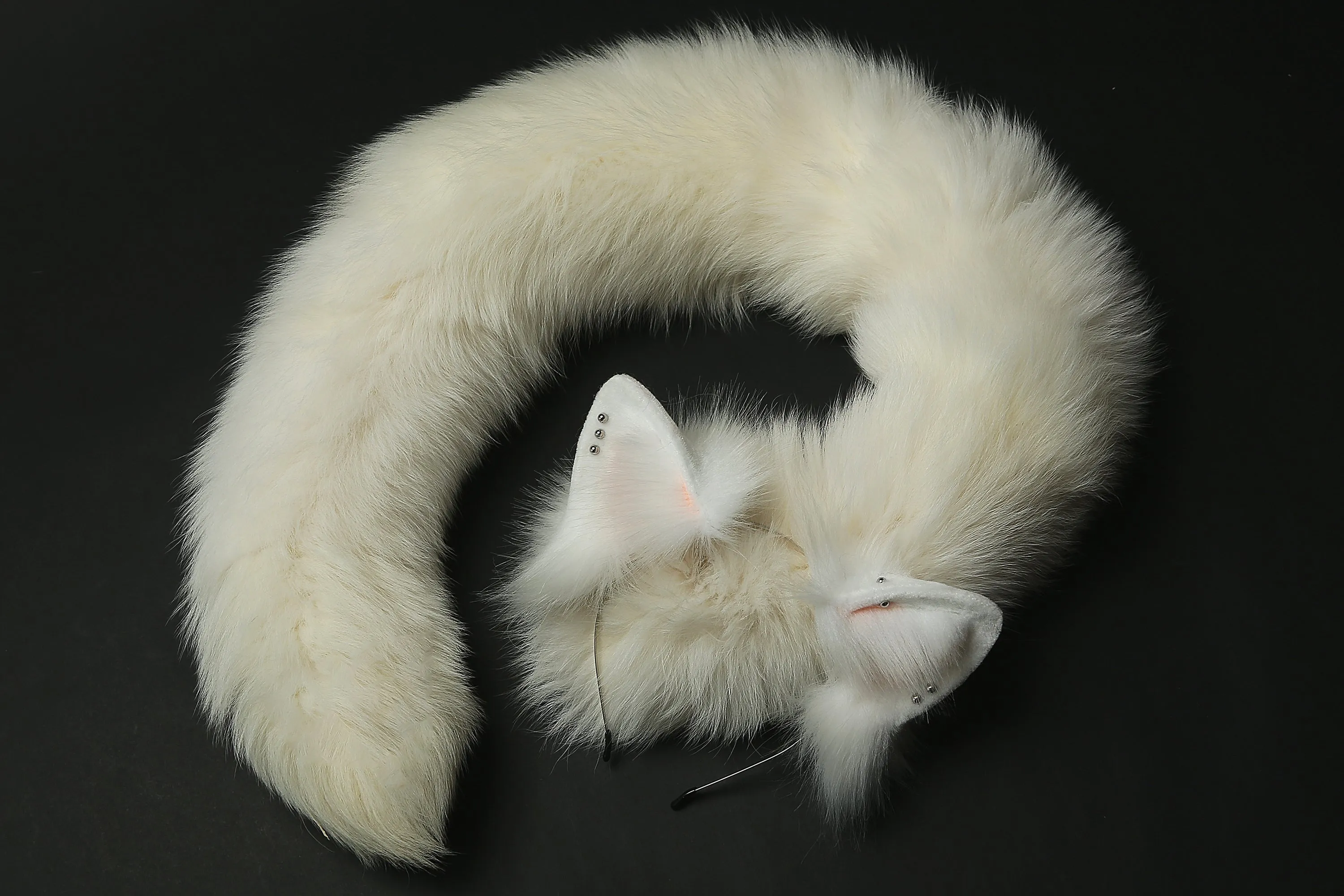 White fox tail plug and ear set - fox ear and tail buttplug - wolf tail butt plug - anal plug tail cat ear anime cosplay - Christmas gift -mature