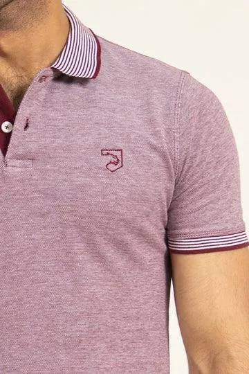 Wine Melange Tipped Polo | Cougar
