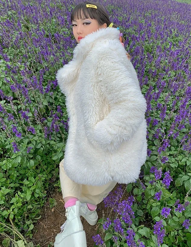 Winter Plush Velvet Fur Mid Length Coat