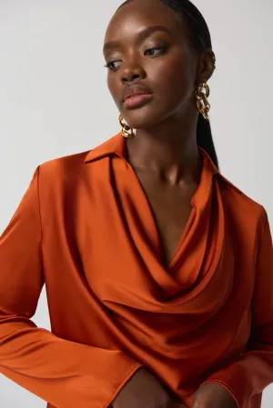 Women's Joseph Ribkoff | Cowl Neck Satin Blouse | Tandoori