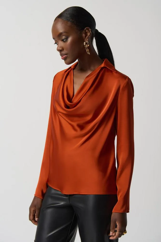 Women's Joseph Ribkoff | Cowl Neck Satin Blouse | Tandoori