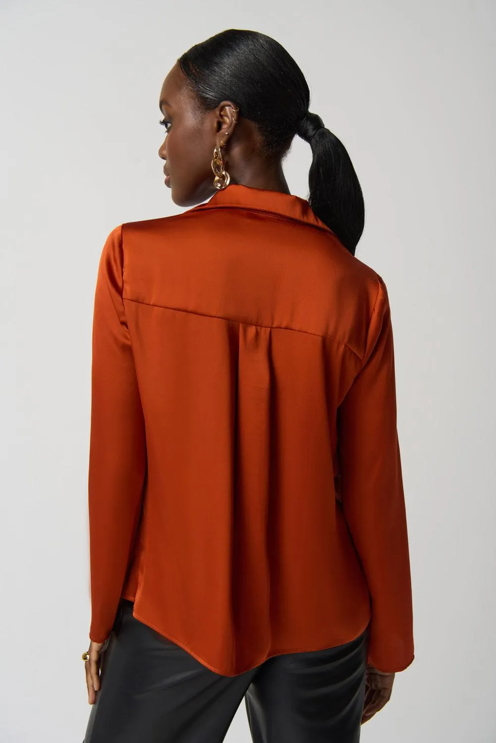 Women's Joseph Ribkoff | Cowl Neck Satin Blouse | Tandoori
